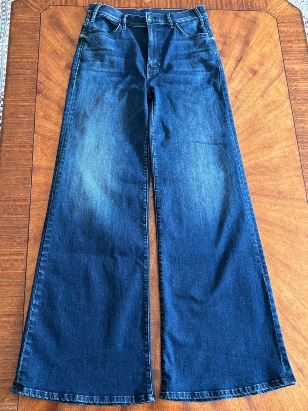 MOTHER The Hustler Roller Sneak Jeans Denim Wide Leg Faded Dark Blue 28 $258 New - Picture 10 of 13